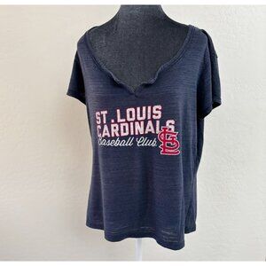 Soft as a Grape‎ Womens St. Louis Cardinals T-Shirt. Navy/White/Red. Size XL